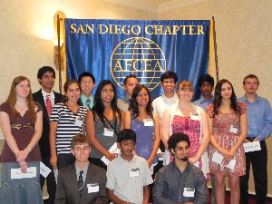 Receiving scholarships at the chapter's July luncheon are (front row, l-r) Keegan Mann, Preetam Soundarajan and Neima Kashani. In the second row (l-r) are Tara Featherolf, Ena Hodzic, Liliana Busanez, Jessica Perales, Rebecca Wersal and Hala Elbeer. In the third row (l-r) are Prithvi Undavilli, Kelvin Do, Garcia, Marco Gentilli, Gautam Soundarajan and Sean Stanko.